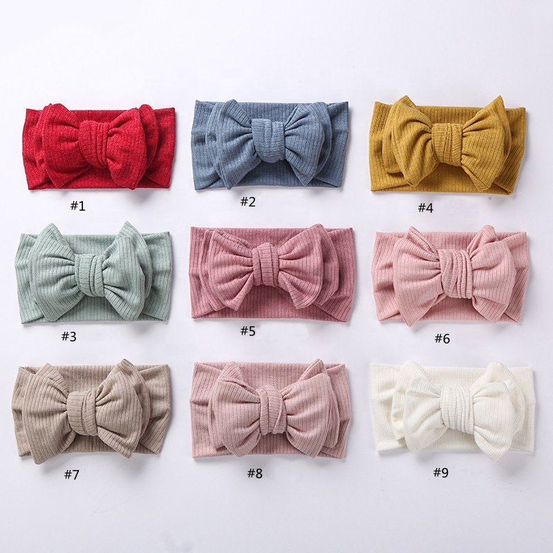 Ins Soft Beautiful Comfort Handmade t Striped Ribbed Cotton Knitted Oversized Double Layers Hair Accessories Hairband