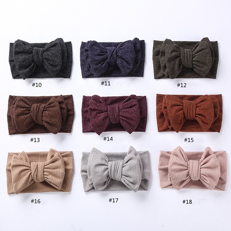 Ins Soft Beautiful Comfort Handmade t Striped Ribbed Cotton Knitted Oversized Double Layers Hair Accessories Hairband