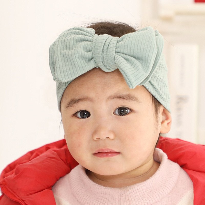 Ins Soft Beautiful Comfort Handmade t Striped Ribbed Cotton Knitted Oversized Double Layers Hair Accessories Hairband