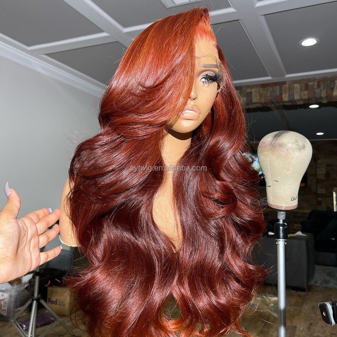 Brazilian Raw Virgin Hair colored Ginger Lace Front Wig Pre plucked Ginger Orange Hd Lace Human Hair Wigs with Baby Hair