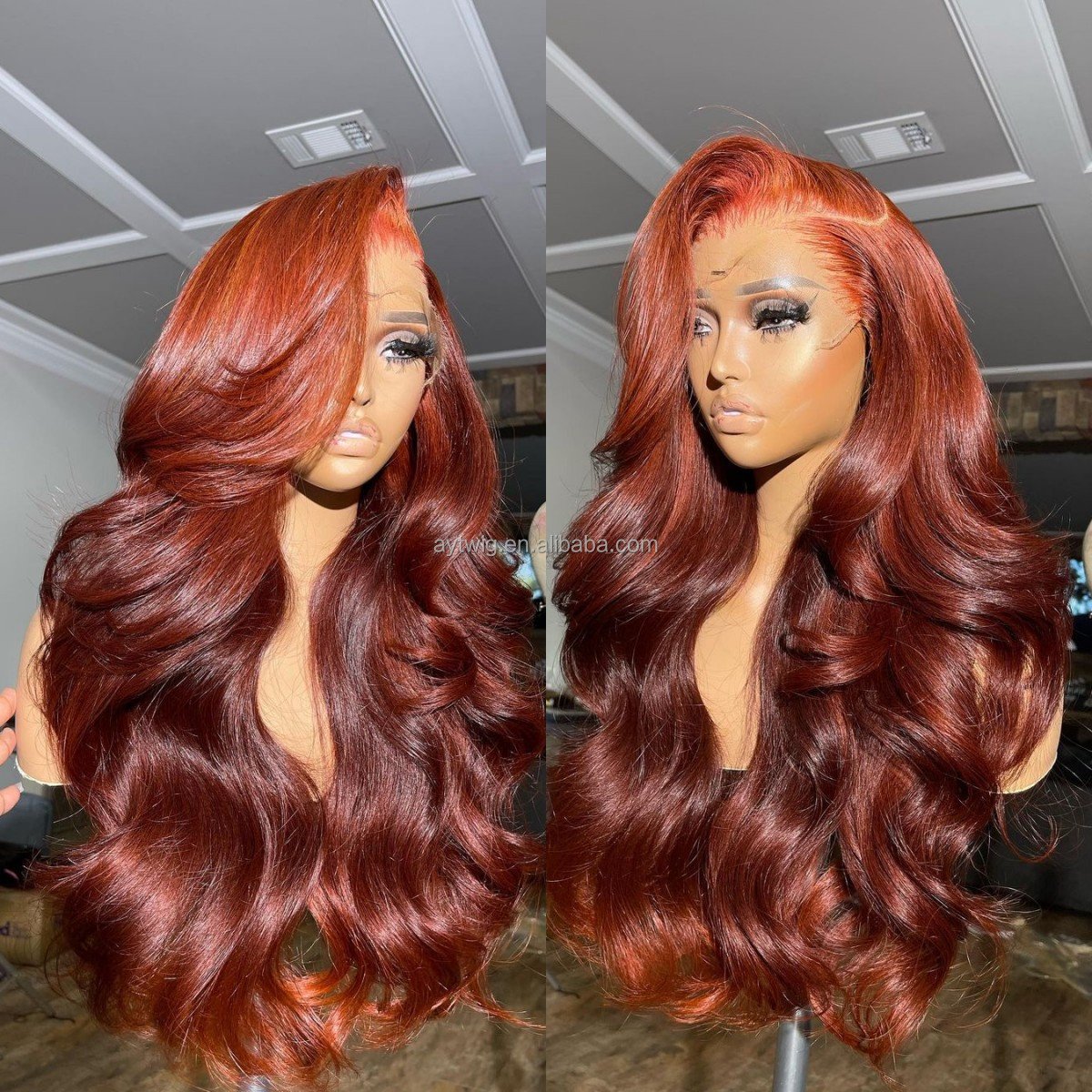 Brazilian Raw Virgin Hair colored Ginger Lace Front Wig Pre plucked Ginger Orange Hd Lace Human Hair Wigs with Baby Hair