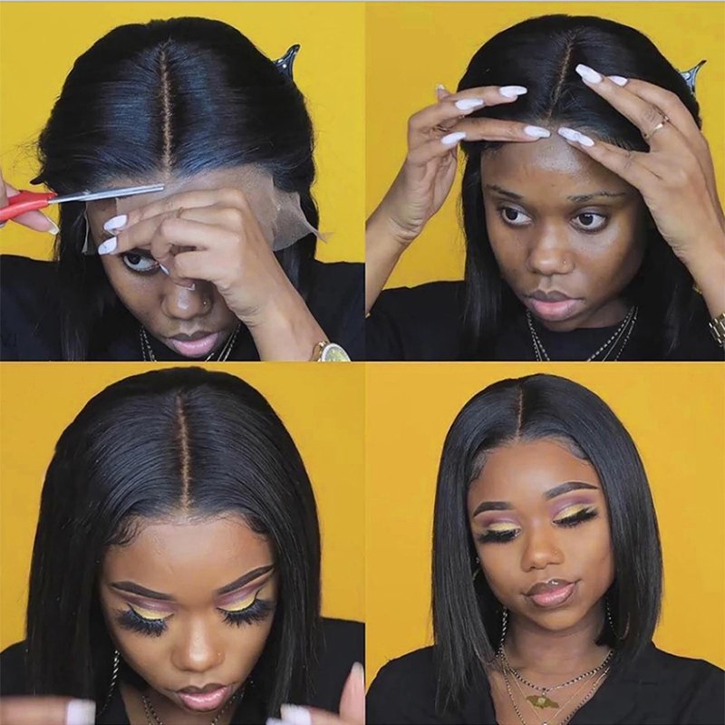 Straight 13x4 Lace Frontal Bob Wig 12A Virgin Remy Hair Straight Short Bob Human Hair Lace Front Wigs for Black Women