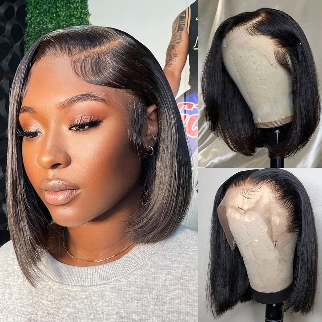Wholesale Pre Plucked Straight Bob Lace Front Wig With Baby Hair Transparent Frontal Cuticle Aligned Raw Indian Human Hair Wigs