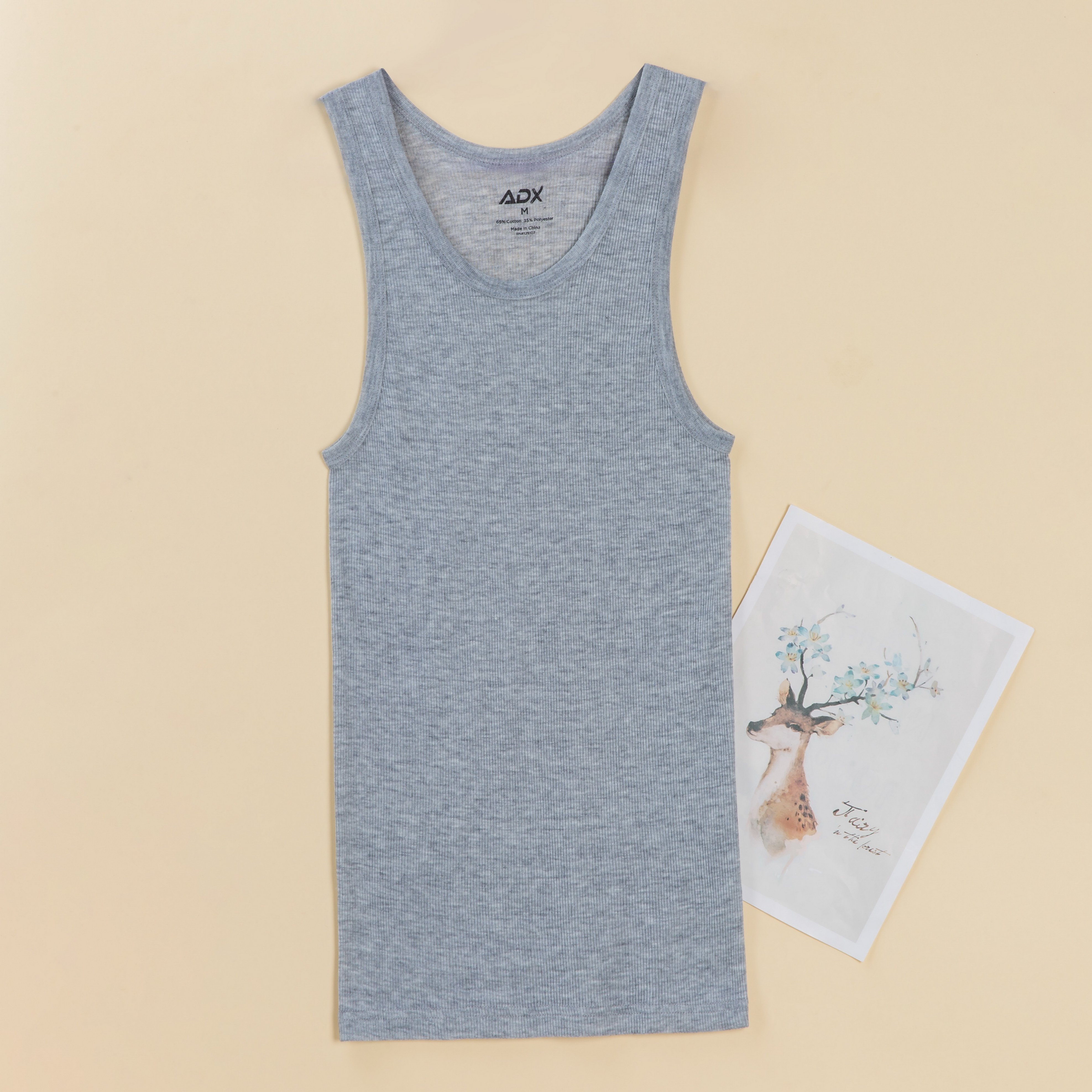 Wholesale GYM men's plain white fitness underwear ribbed tank top 10 in 1 roll pack custom soft polyester men singlet
