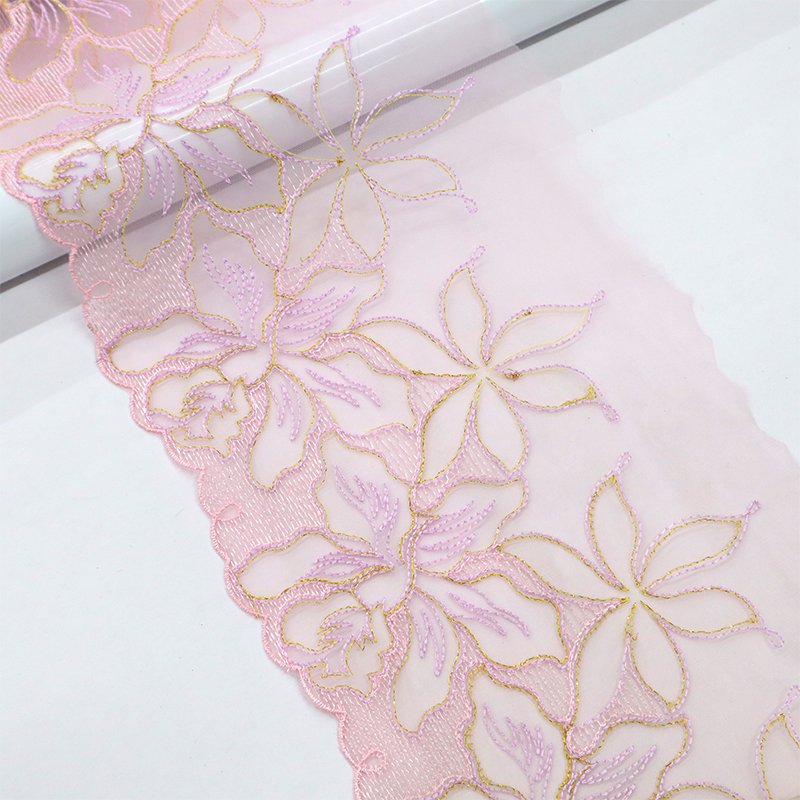 Elegant custom patterns patterns multiple color combinations 18cm lace fabric embroidery