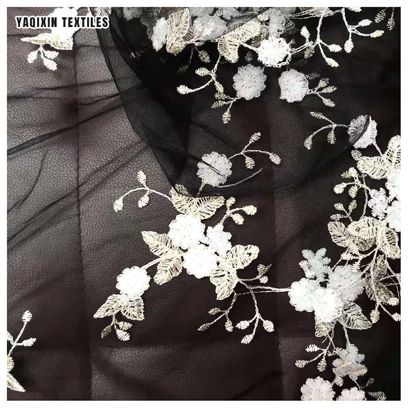 2024 New Arrival Women's Dress Hanfu Embroidered Fabric Lace Flower Embroidery Cloth Cheongsam Dress Floral Fabric