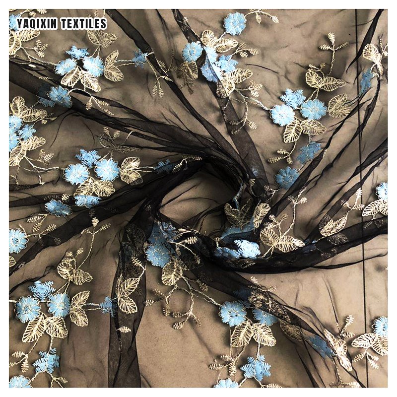 2024 New Arrival Women's Dress Hanfu Embroidered Fabric Lace Flower Embroidery Cloth Cheongsam Dress Floral Fabric