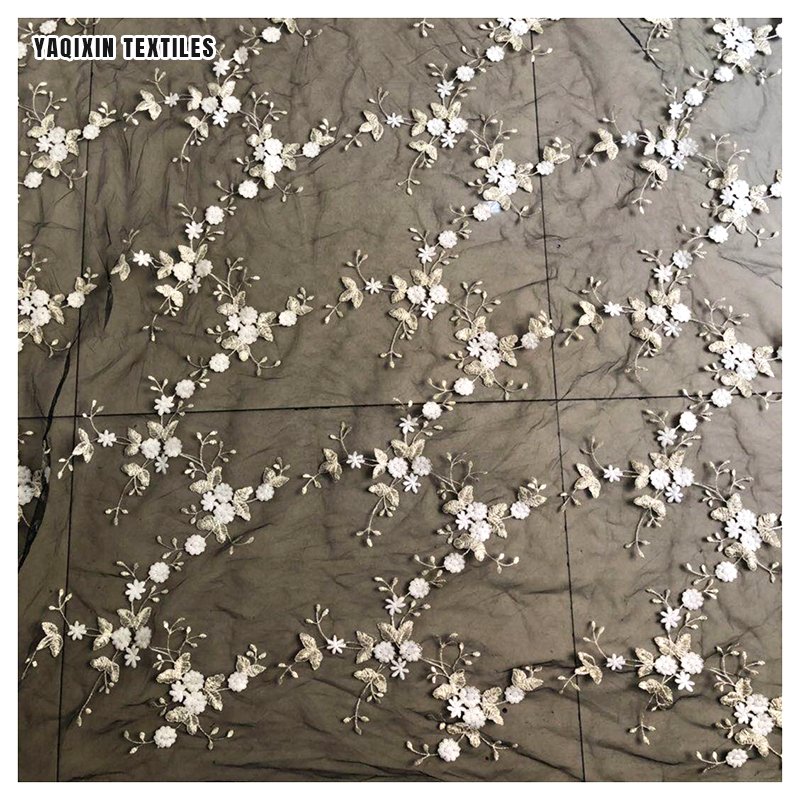2024 New Arrival Women's Dress Hanfu Embroidered Fabric Lace Flower Embroidery Cloth Cheongsam Dress Floral Fabric