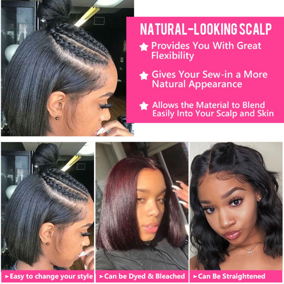 Straight Brazilian Virgin Hair Short Bob Human Hair lace front Wigs Full Lace Human Hair Wig For Black Women HD Lace Frontal Wig