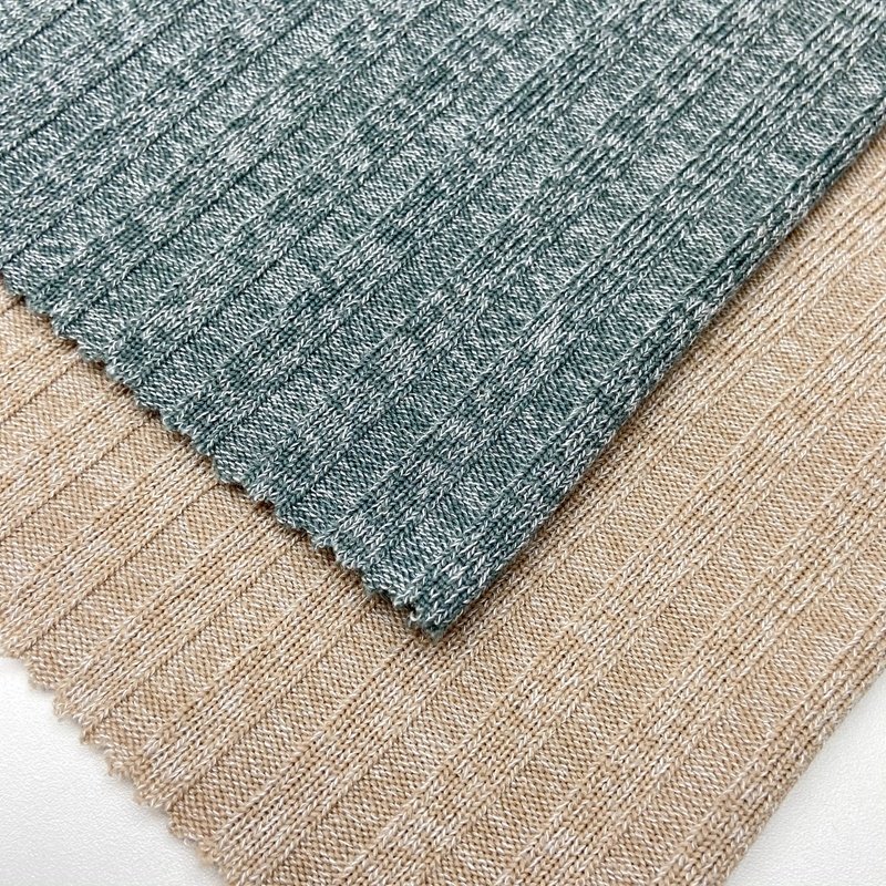 Soft ribbed 280gsm polyester rayon spandex custom 5*5 knit brushed rib fabric for sweater clothing