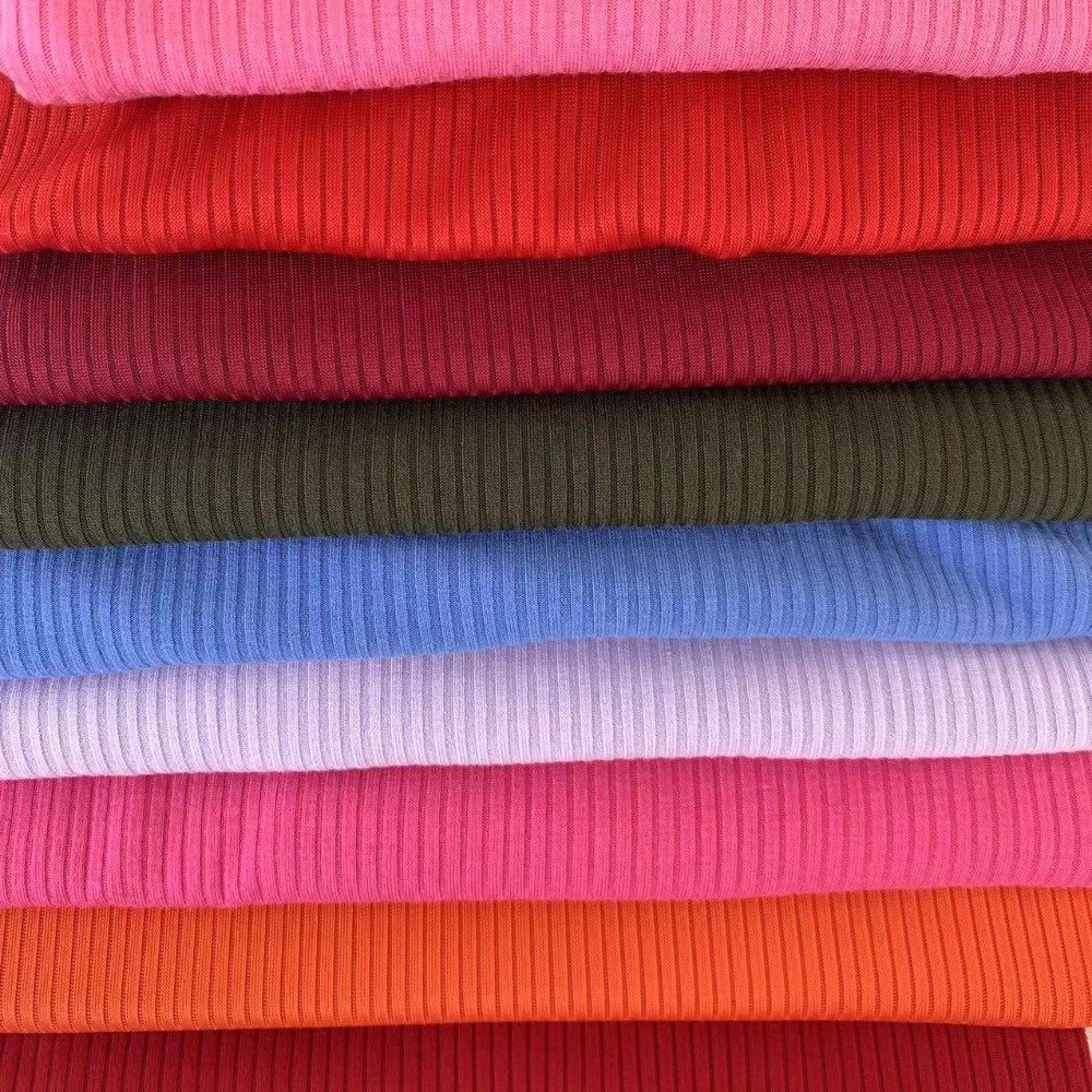 FACTORY DIRECTLY SUPPLY RAYON SPANDEX RIB 4*2 RING SPINNING FABRIC WITH SOFT COMFORTABLE HAND FEELING FOR CASUAL SHIRT
