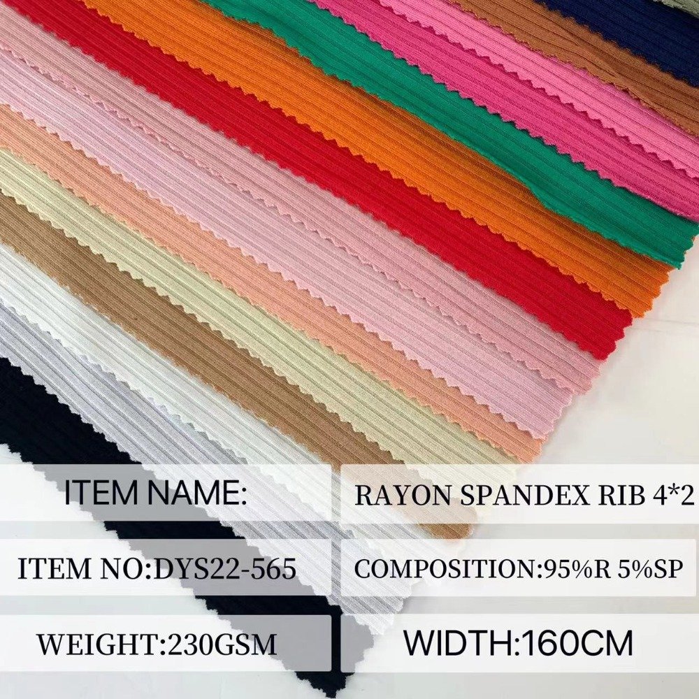 FACTORY DIRECTLY SUPPLY RAYON SPANDEX RIB 4*2 RING SPINNING FABRIC WITH SOFT COMFORTABLE HAND FEELING FOR CASUAL SHIRT