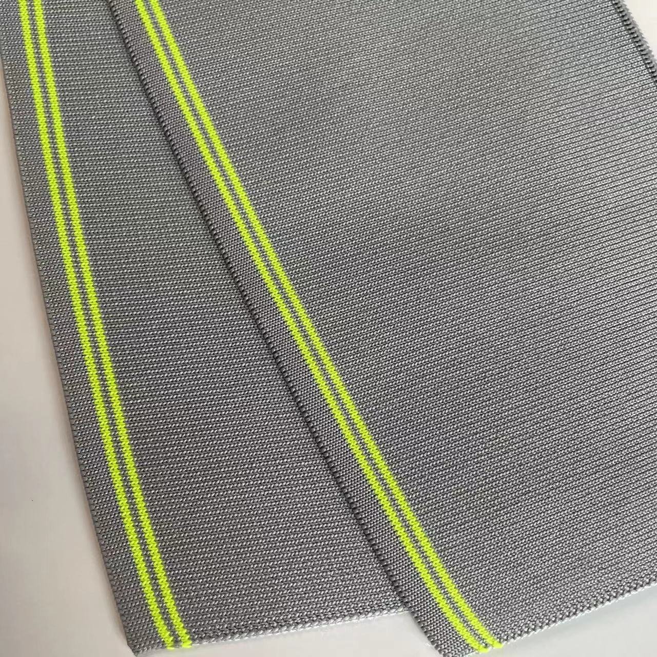 Flat knitted collar KNITTED COLLARS CUFF 100% POLYESTER FLAT KNITTED RIB WITH TWO HV YELLOW STRIPES FOR HV YELLOW BODY