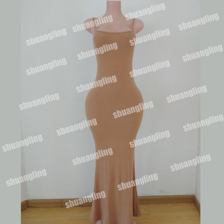 Lounge Slip Dress Custom LOGO COLOR Modal Cotton Rib Women Clothing Lounge Bodycon Long Maxi Skinny Lounge Dress