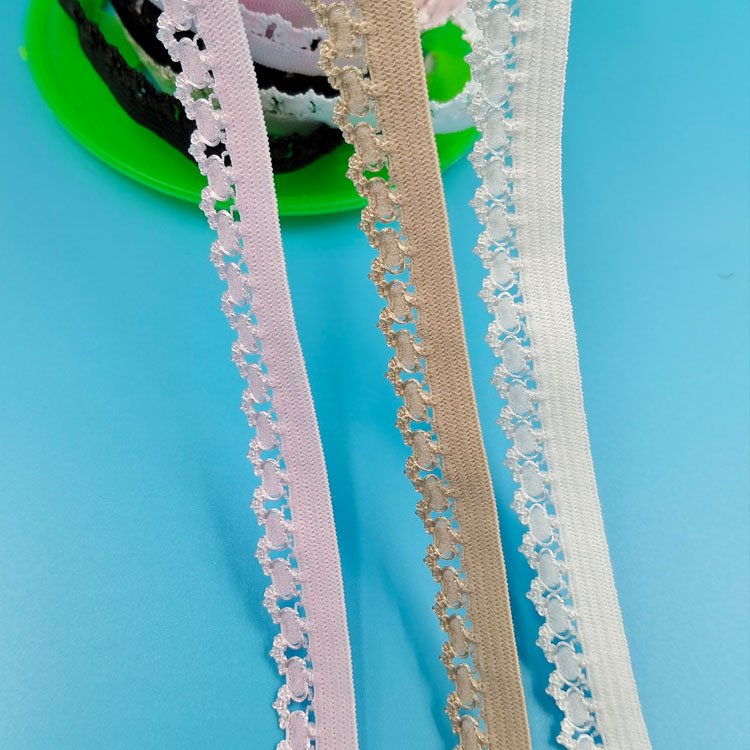 Garment underwear scallop picot lace elastic webbing band sewing bud edge elastic lace tape webbing strap