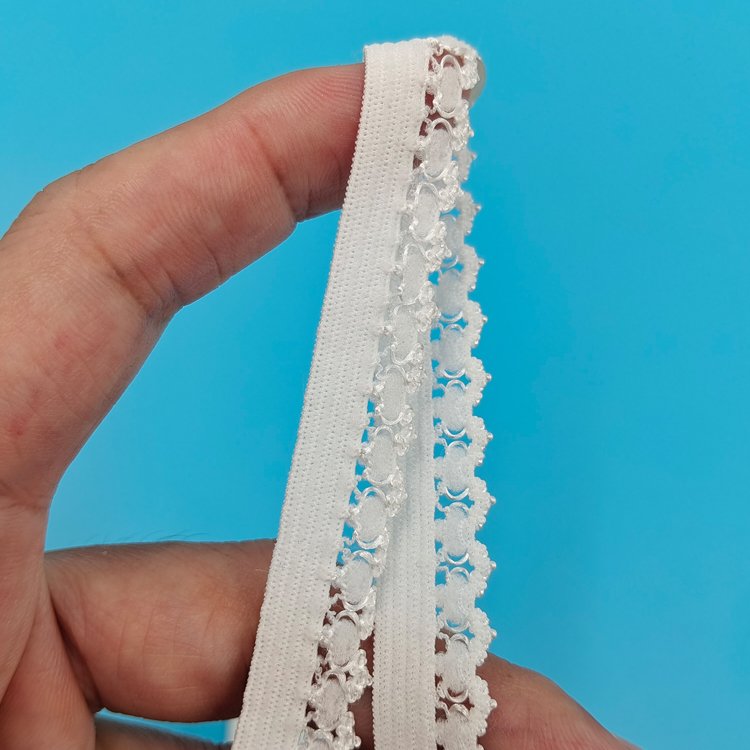 Garment underwear scallop picot lace elastic webbing band sewing bud edge elastic lace tape webbing strap