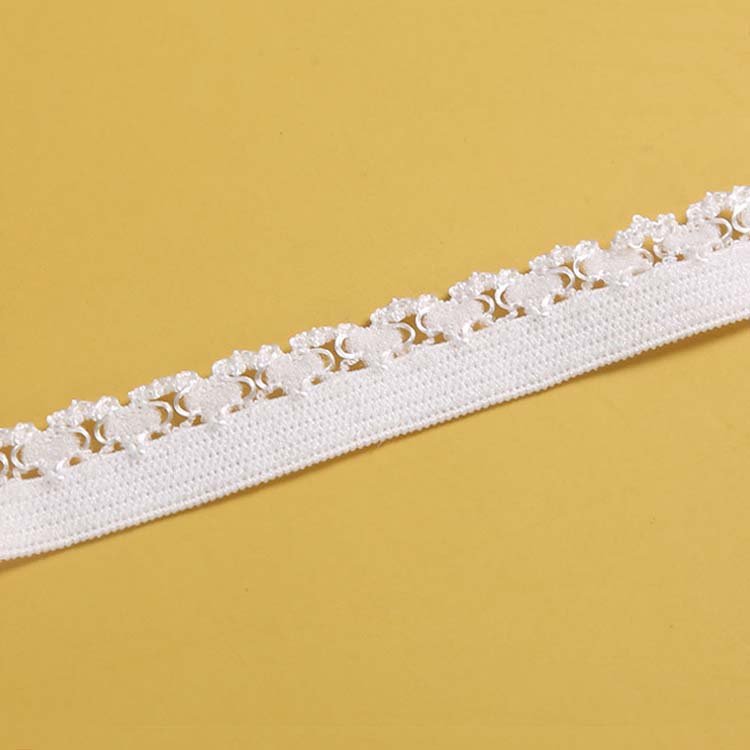 Garment underwear scallop picot lace elastic webbing band sewing bud edge elastic lace tape webbing strap