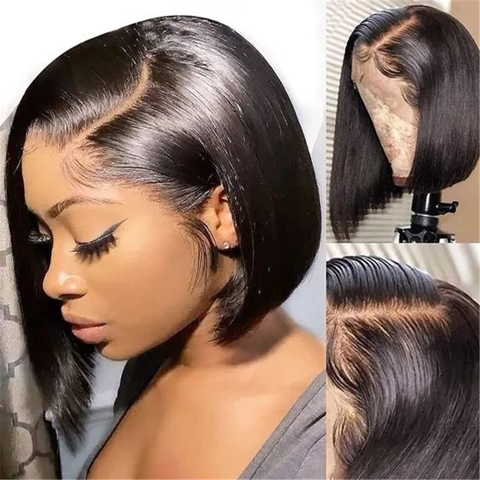 Raw Vietnamese Human Hair Short Bob Wigs Bone Straight Human Hair Swiss Lace Front Wig Pixie Cut Human Hair Wigs For Black Women