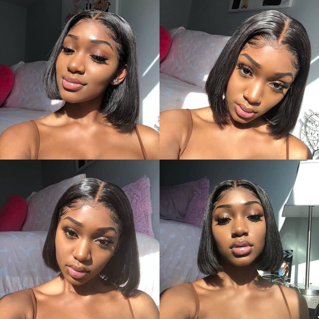 Raw Vietnamese Human Hair Short Bob Wigs Bone Straight Human Hair Swiss Lace Front Wig Pixie Cut Human Hair Wigs For Black Women