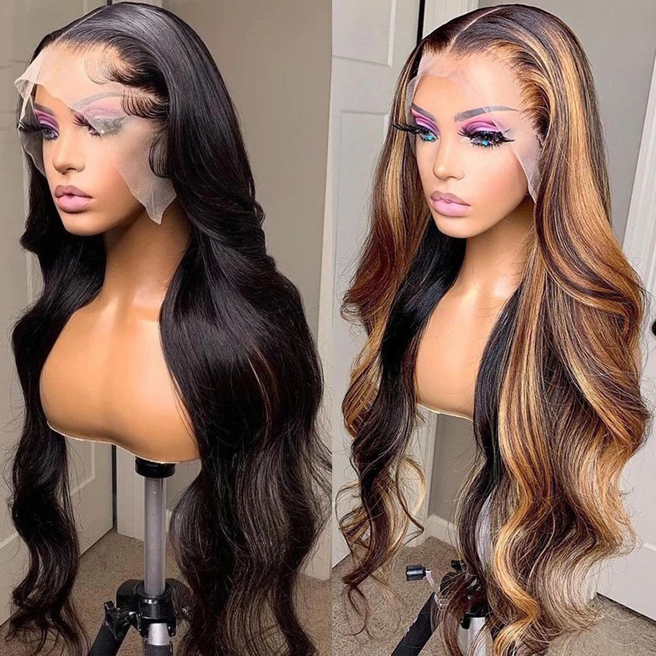 13x4 Body Wave Hd Lace Front Wig Pre Pluck Highlight Human Hair Preplucked Closure Wigs For Black Women HD Frontal Wig