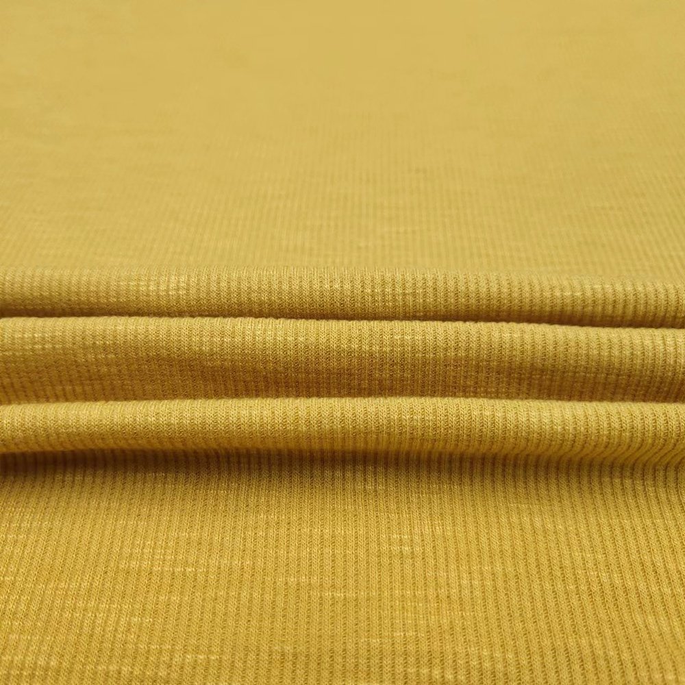 200GSM Slub Rib Fabric Customized Casual Plain Dyed Fabric for Garment