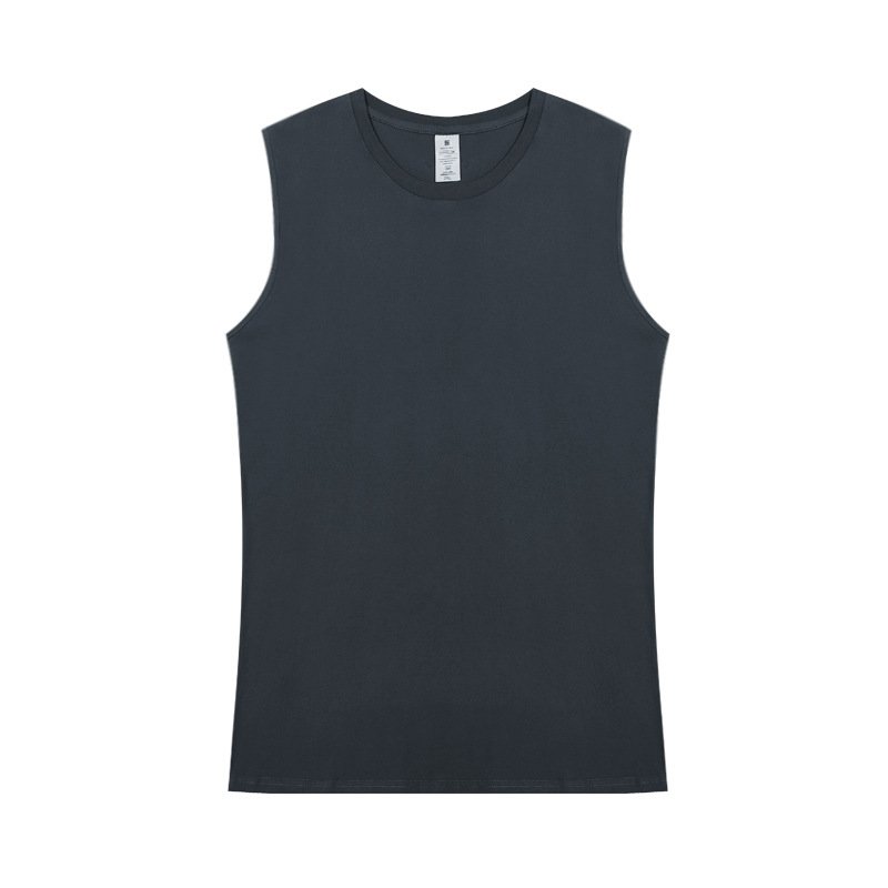 streetwear fashion clothes men tank top rib round neck loose vest custom puff print logo sleeveless t shirt for men