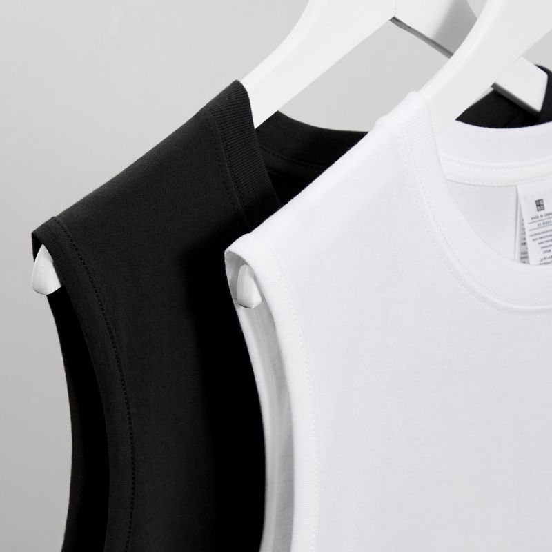 streetwear fashion clothes men tank top rib round neck loose vest custom puff print logo sleeveless t shirt for men