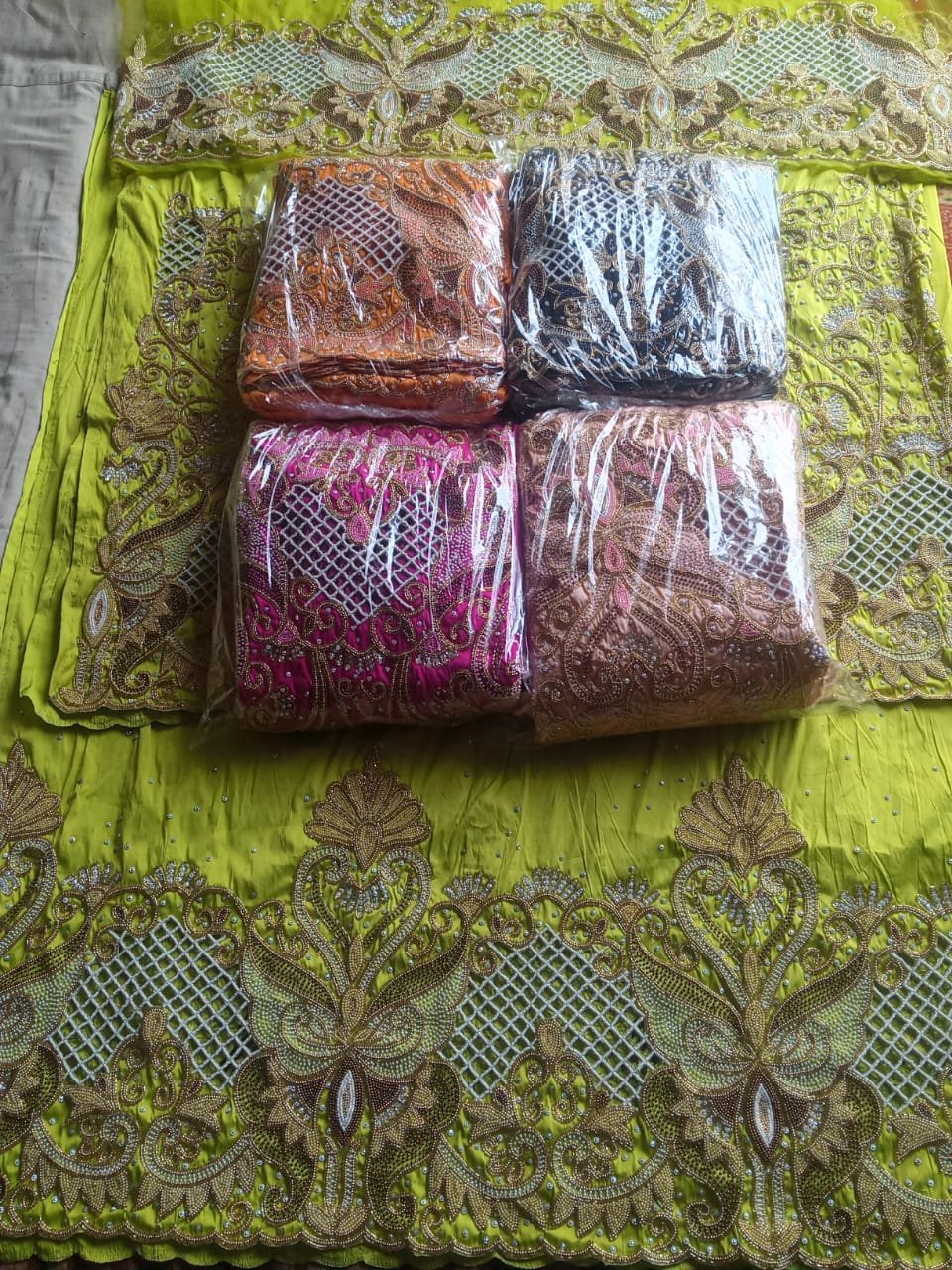New arrival top quality heavy beaded work indian george fabric somali george wrapper for making party wear dresses
