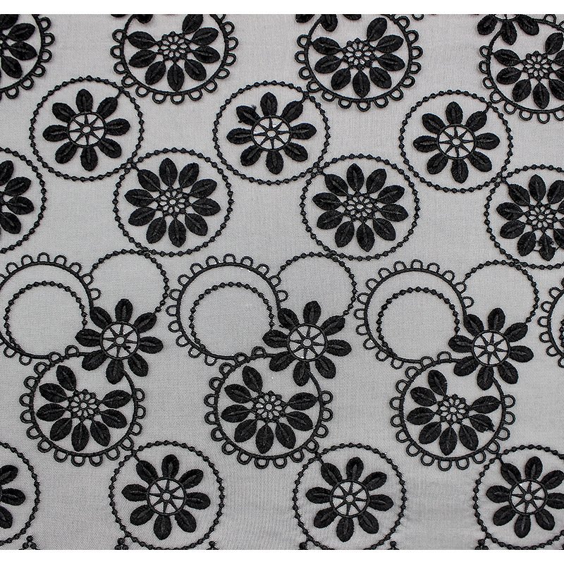 Wholesale Korean 3D flower milk water soluble embroidery black swiss tulle mesh lace fabric