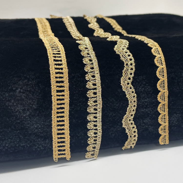 Hot Flower Lace Trim High Quality Wholesale solubility Water Soluble Delicate polyester solubility Fabric Gold polyester lace