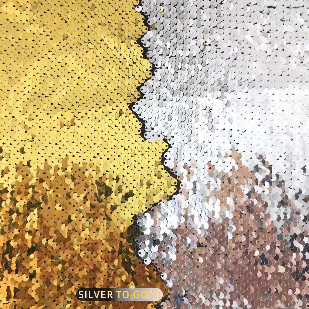 Factory Hot Sales 5MM double-sided sequin multicolor embroidery mesh fabric fancy tulle embroidery sequins for party dress