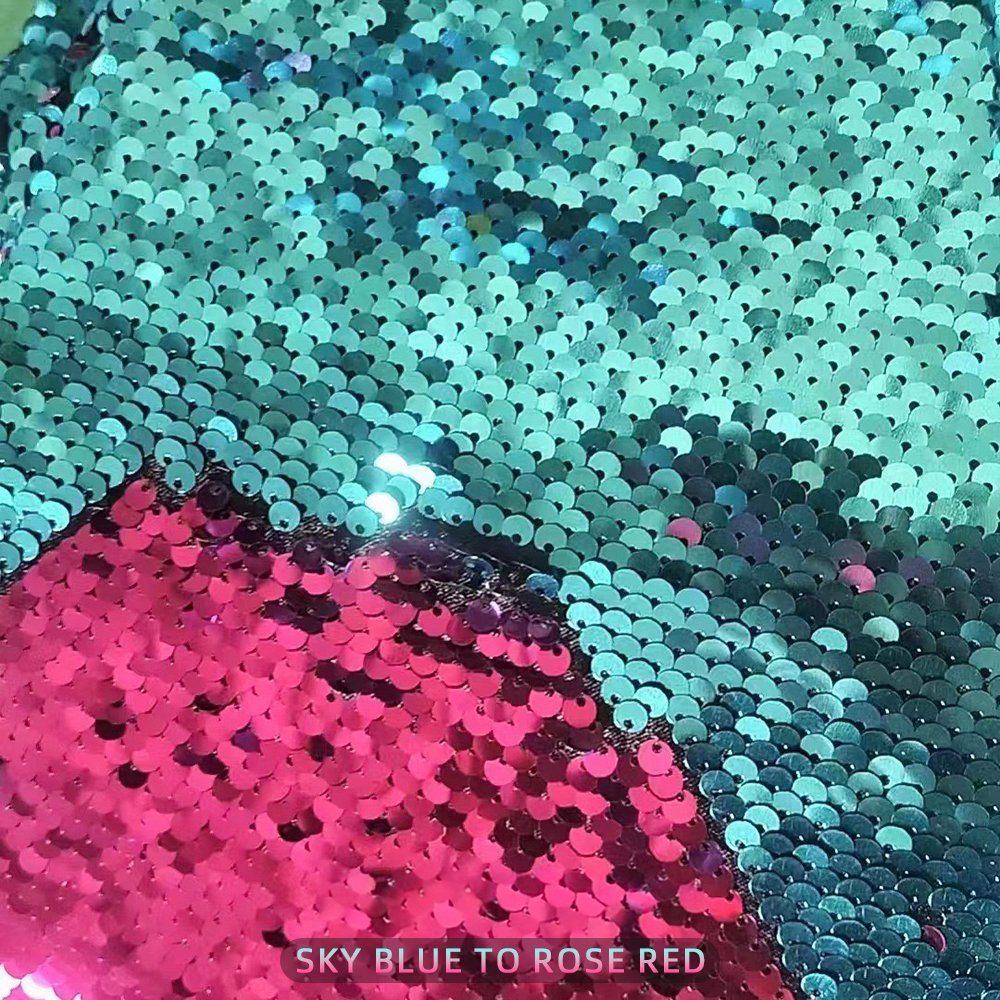 Factory Hot Sales 5MM double-sided sequin multicolor embroidery mesh fabric fancy tulle embroidery sequins for party dress