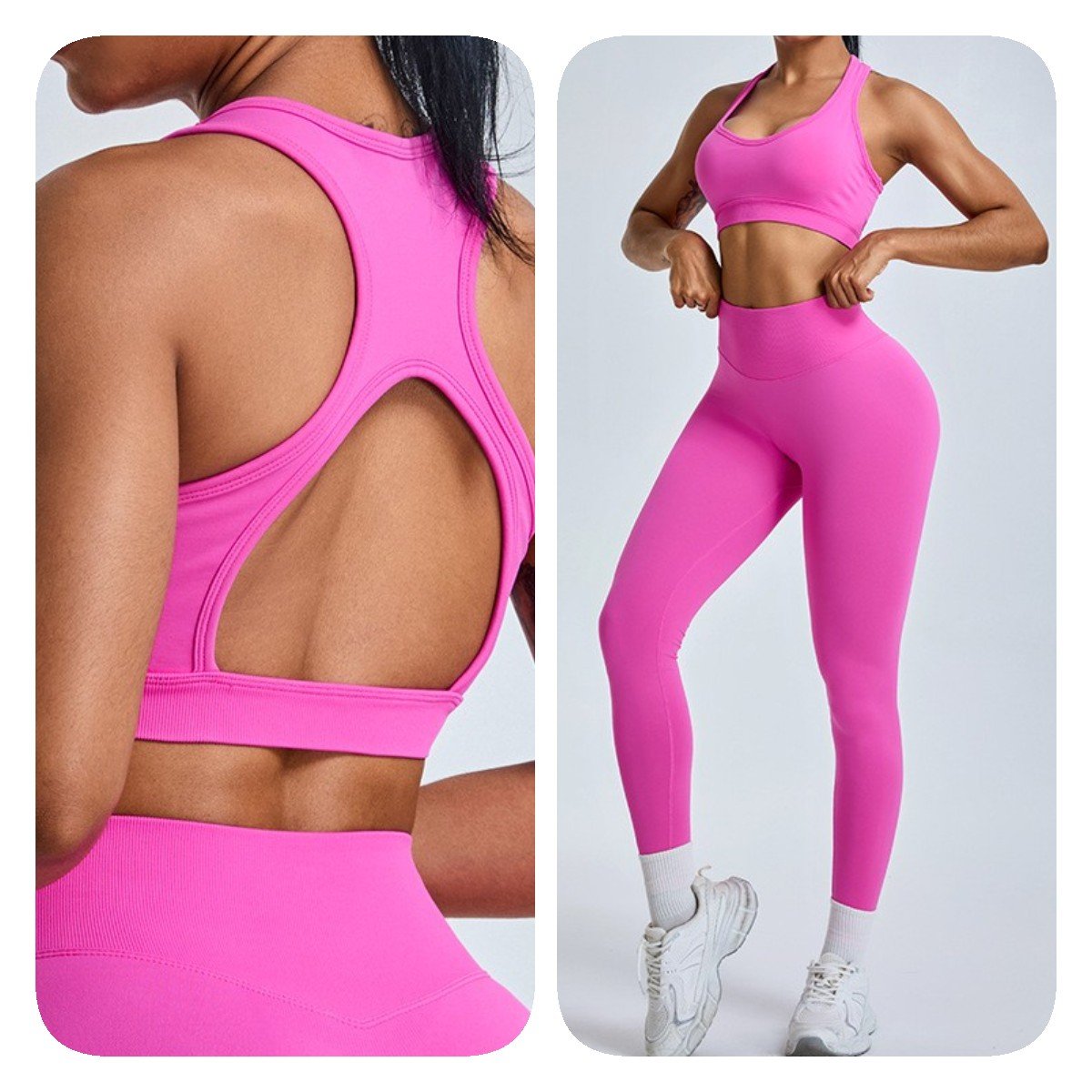 YISHENHON Seamless 3.0 Cloud 2Pcs Activewear Fitness Yoga Set Racerback Bra Biker High Waist Shorts Workout Sets for Women