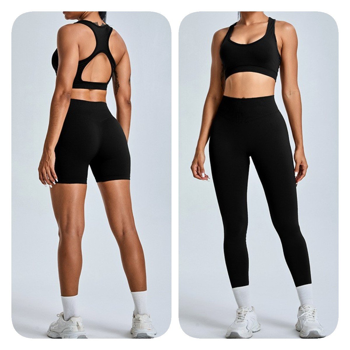 YISHENHON Seamless 3.0 Cloud 2Pcs Activewear Fitness Yoga Set Racerback Bra Biker High Waist Shorts Workout Sets for Women