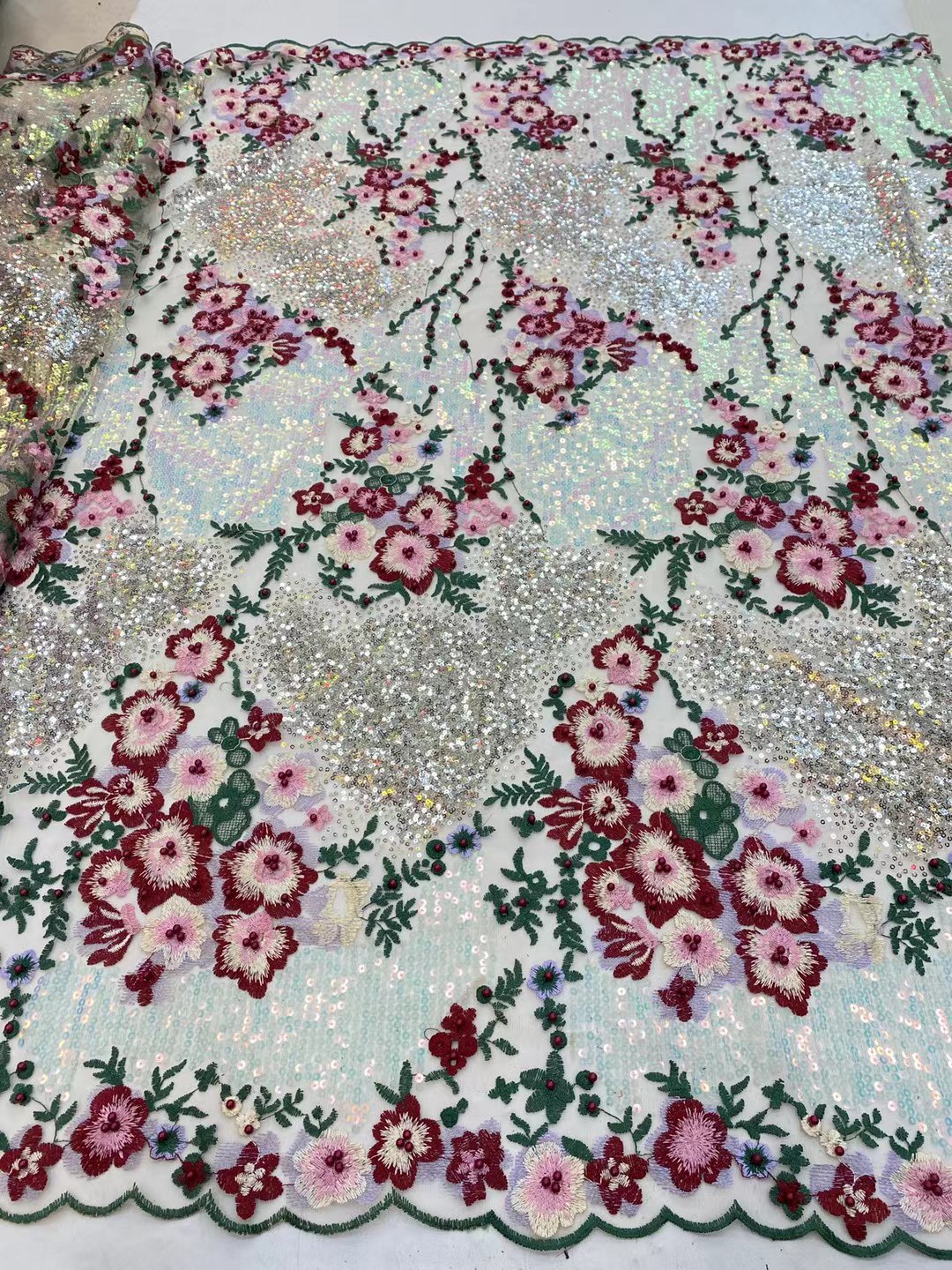 2022 best quality mix color embroidery dress beads and sequins tulle laces heavy flowers beaded lace fabric