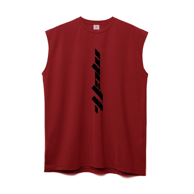 Streetwear Men High Quality Oversized Cotton Knitted Embroidery Rib Neck Tank Top No reviews yet