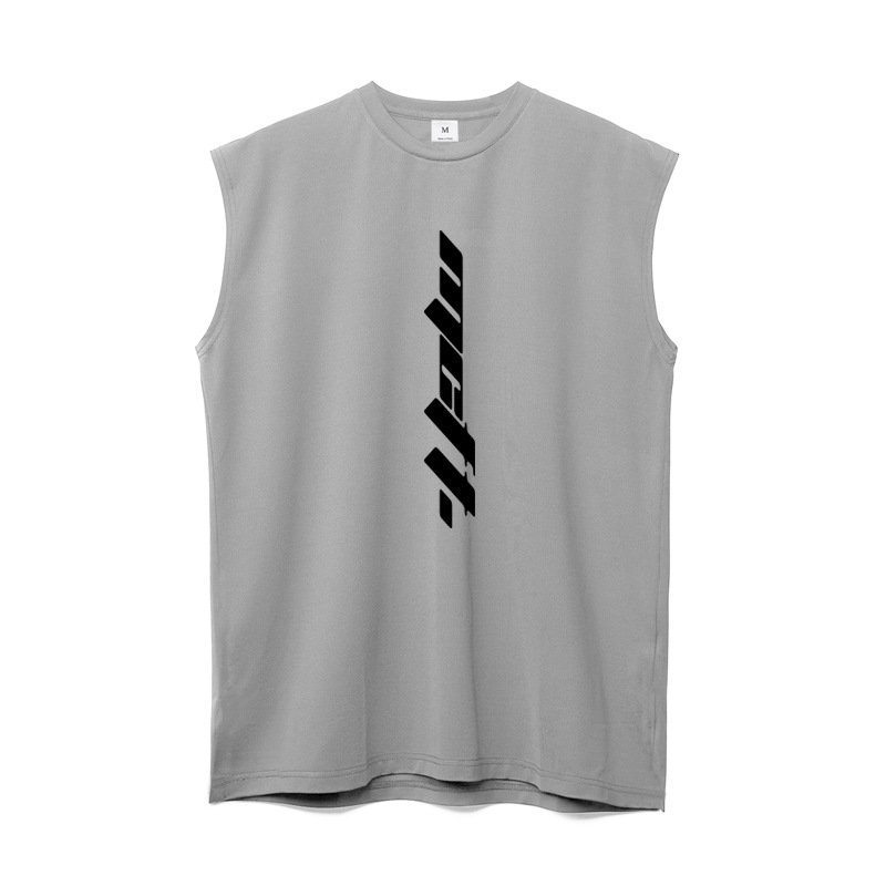 Streetwear Men High Quality Oversized Cotton Knitted Embroidery Rib Neck Tank Top No reviews yet