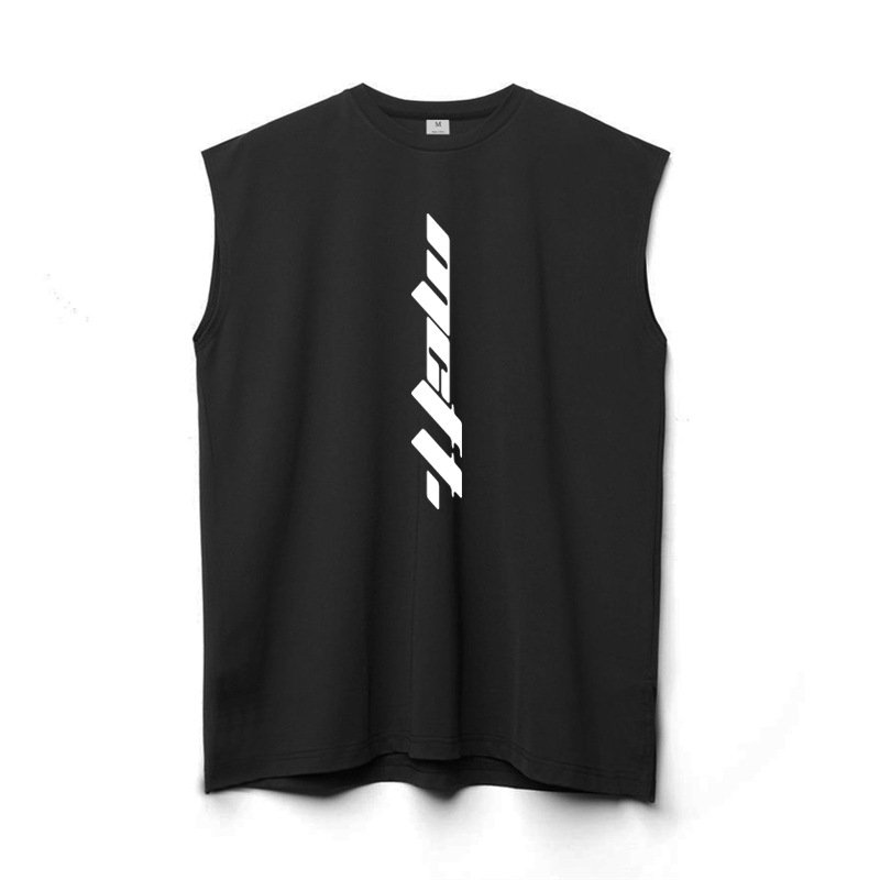 Streetwear Men High Quality Oversized Cotton Knitted Embroidery Rib Neck Tank Top No reviews yet