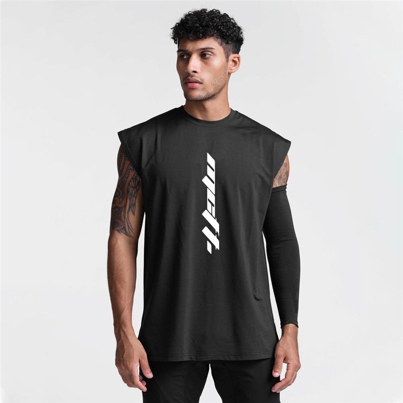 Streetwear Men High Quality Oversized Cotton Knitted Embroidery Rib Neck Tank Top No reviews yet