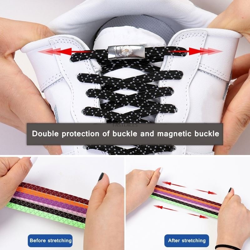 Colorful Quick Magnetic Shoe Lace Man And Woman Shoe Lazy shoelace Of Sneakers No Tie Elastic Shoelace Sneakers Lazy Shoe Laces