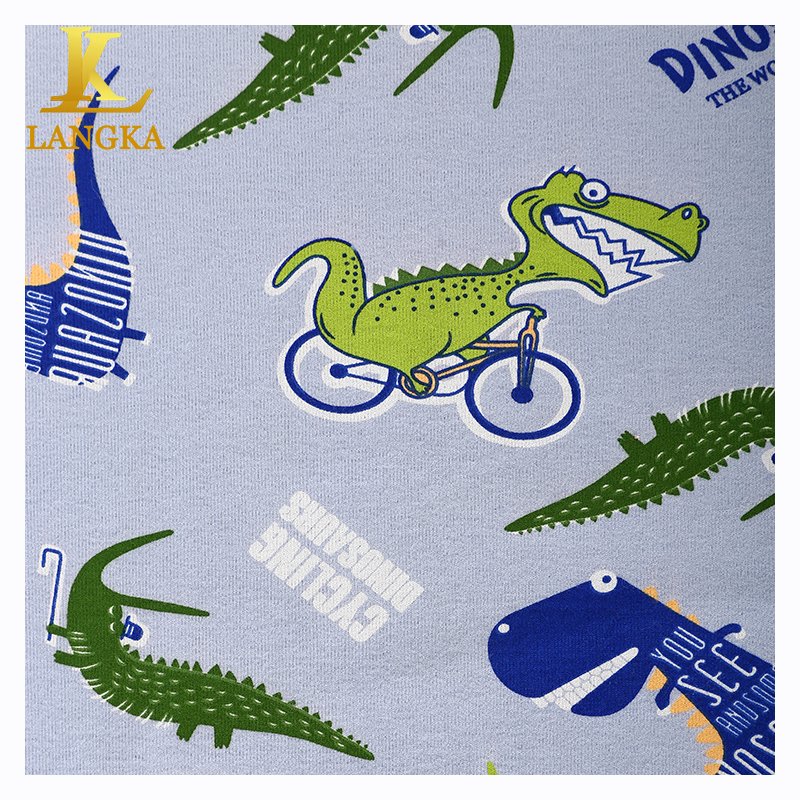 Langka 95% organic cotton 5% spandex knitted fabric custom printing cotton with spandex fabric