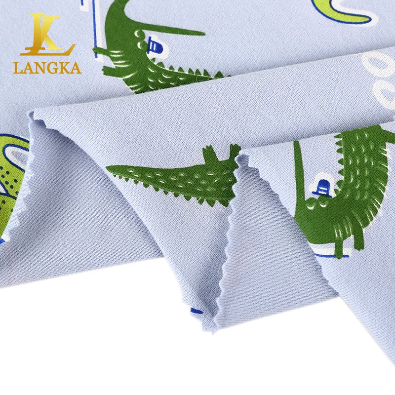Langka 95% organic cotton 5% spandex knitted fabric custom printing cotton with spandex fabric