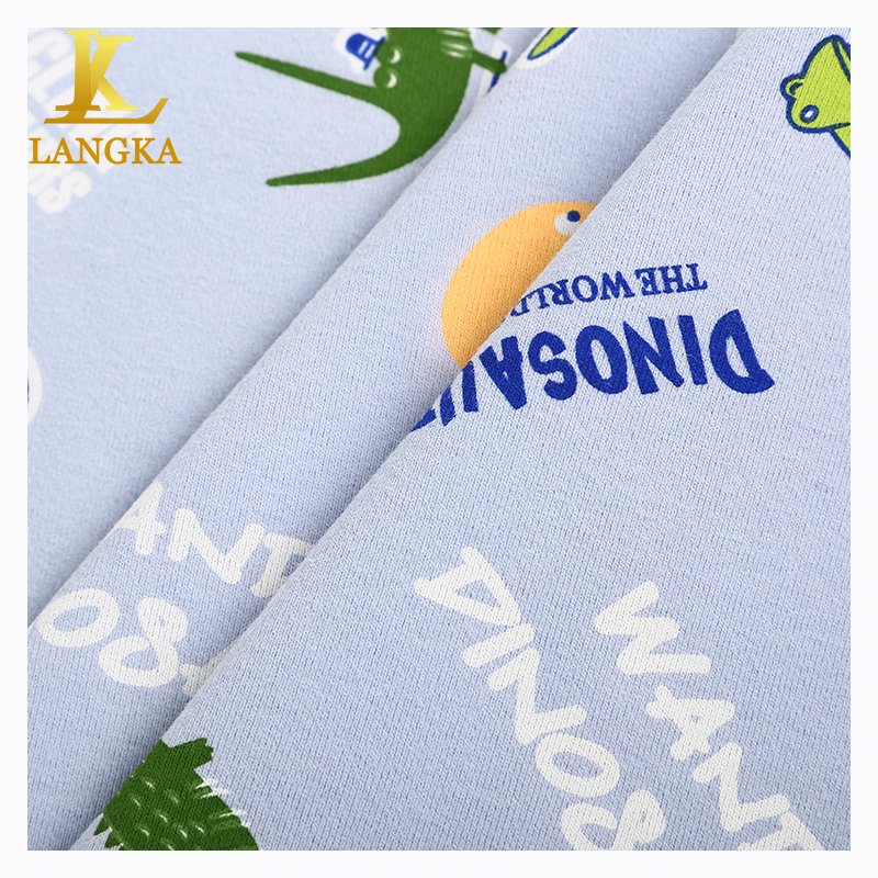 Langka 95% organic cotton 5% spandex knitted fabric custom printing cotton with spandex fabric
