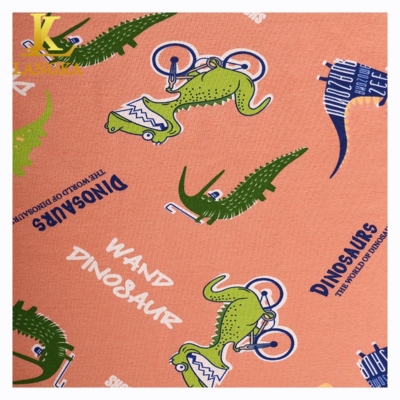 Langka 95% organic cotton 5% spandex knitted fabric custom printing cotton with spandex fabric