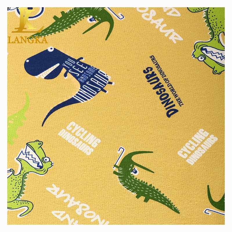 Langka 95% organic cotton 5% spandex knitted fabric custom printing cotton with spandex fabric