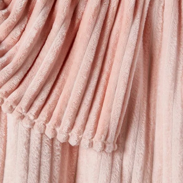 Wholesale High Quality Super Soft Home Textile Jacquard Stripe Faux Fur Ribbed Plush Fleece Throw Blanket for Winter
