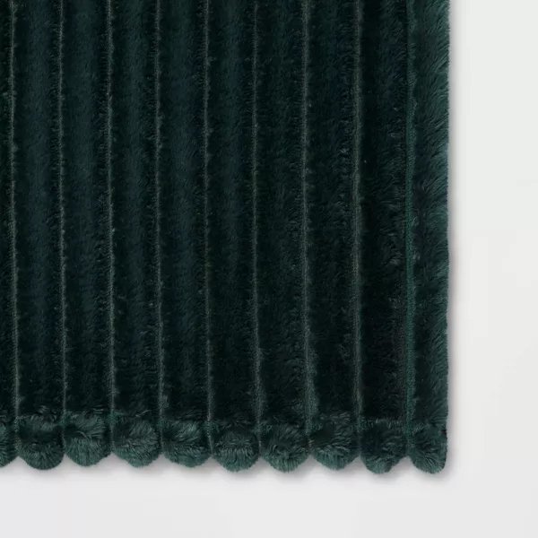 Wholesale High Quality Super Soft Home Textile Jacquard Stripe Faux Fur Ribbed Plush Fleece Throw Blanket for Winter