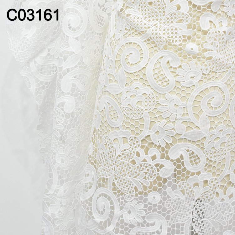 Cording Embroidery Fabric White Lace Guipure Lace Fabrics Nigerian African Swiss Voile