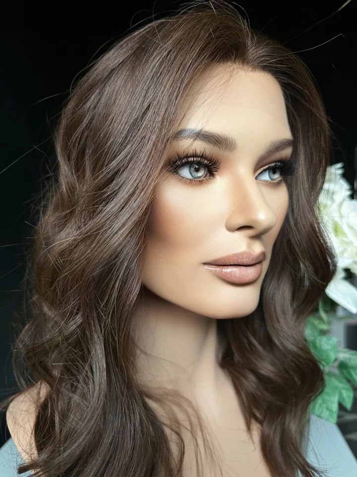 Premium Remy European Hair Medium Chocolate Brown Single Knot Lace Top Jewish Wig Lace Front Wig With Silk Liner For Women