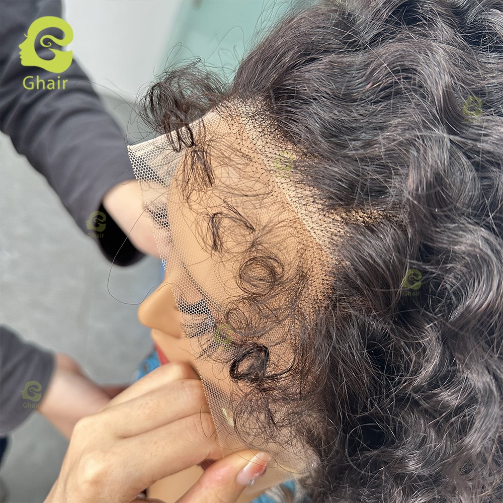 Ghair 4C Textured Hairline Wigs Curly Baby Hair Natural Edges Skin Melt HD Lace Frontal Wigs Kinky curly Human Hair Wig